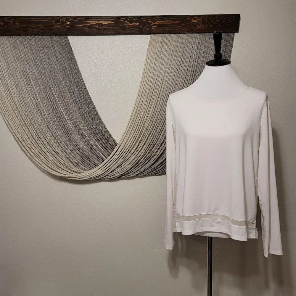 Athleta Sheer Panel Long Sleeve Top Sz L